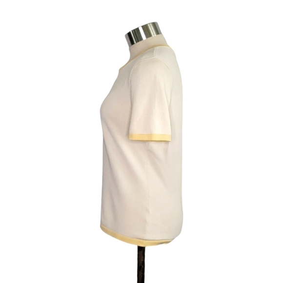 Pendleton Silk Blend Short Sleeve Ringer Tee T-Shirt Womens Size S Petite Yellow - Picture 2 of 9